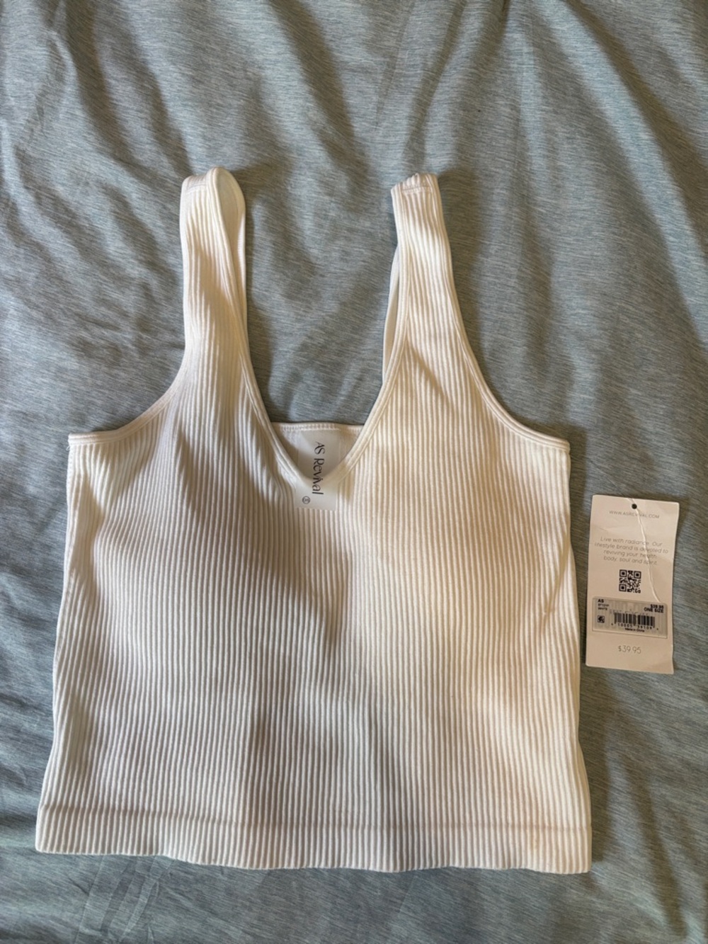 Altar'd State Cream Ribbed Crop Tank